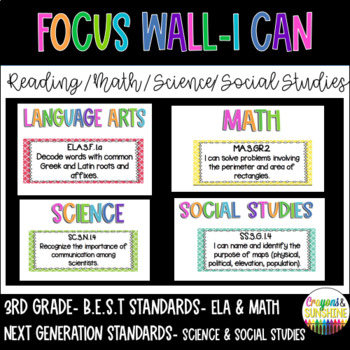Preview of 3rd grade ELA | MATH | SCIENCE | SOCIAL STUDIES | FOCUS WALL POSTERS