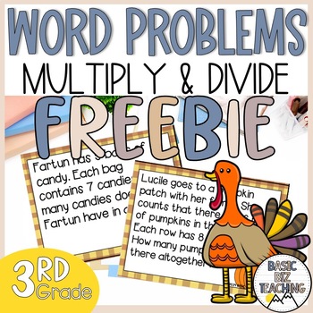 Preview of 3rd grade Fall Multiplication & Division word problems task cards FREEBIE