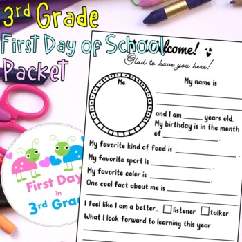 Preview of 3rd grade First Day of School Packet