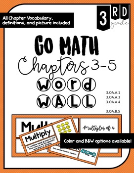 Preview of 3rd grade GO Math Vocabulary Word Wall- Chapter 3