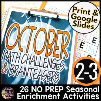 Preview of 3rd grade Halloween Math Activities | Halloween Brain Teasers | Early Finishers