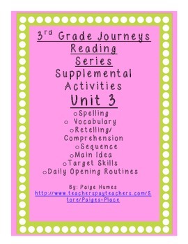 Preview of 3rd grade Journeys Reading Series Supplemental Activity Pack Unit 3
