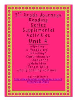 Preview of 3rd grade Journeys Reading Series Supplemental Activity Pack Unit 4