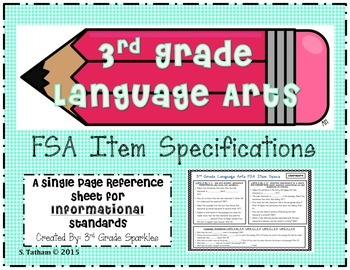 Preview of 3rd grade Language Arts FSA Item Specifications- Informational