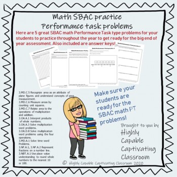 Preview of 3rd grade Math SBAC practice performance task problems