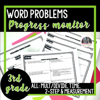 Preview of 3rd grade Math Word Problem Solving Progress Monitoring Assessments Worksheets