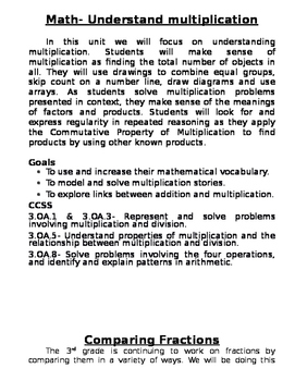 Preview of 3rd grade Math bulletin board blurbs aligned to CCLS