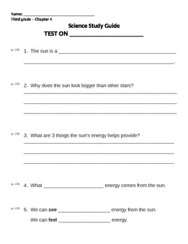 Preview of 3rd grade NG Earth Science - Properties of the Sun (Ch4) Study Guide Review word