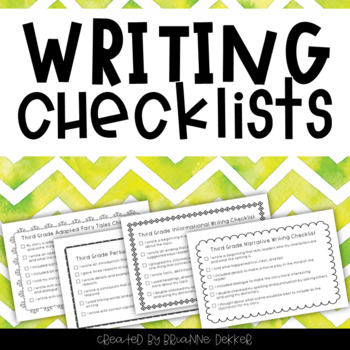 Preview of Writing Checklists - Third Grade