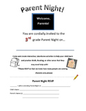 3rd grade Parent Letter/ Invitation for Parent Night/ Workshop