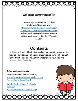Preview of Wolf Island Story Test 3rd grade MyView