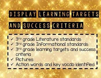 Preview of 3rd grade Reading Learning Targets and Success Criteria