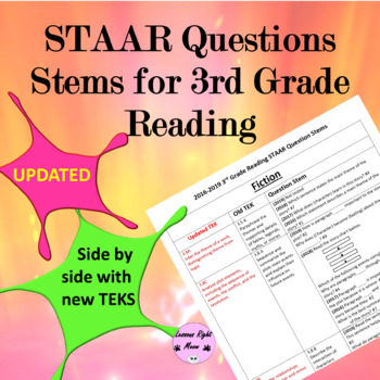 Preview of 3rd grade Reading STAAR question stems  2016-2022