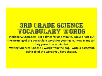 Preview of 3rd grade Science Vocabulary Cards