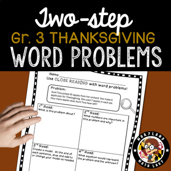 Preview of 3rd grade Thanksgiving Math Two Step Word Problems