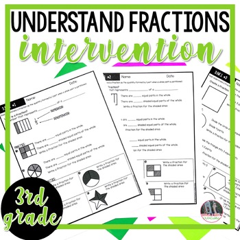 Preview of 3rd grade Understanding Basic & Unit Fractions Practice Intervention Worksheets