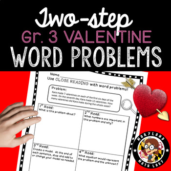 Preview of 3rd grade Valentine Two Step Word Problems