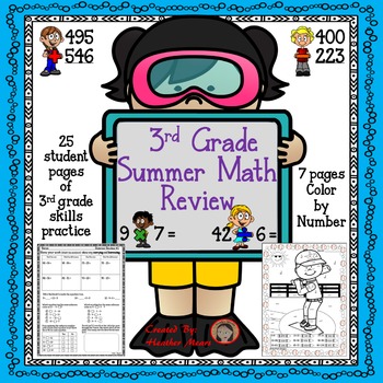 Preview of 3rd grade math summer review packet Distance Learning