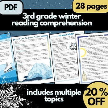 Preview of 3rd grade winter reading comprehension passages with questions ,Close Reading