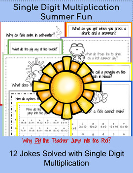 single digit multiplication joke set bundle by rebekah sayler tpt