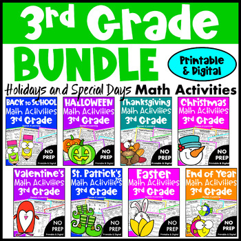 Preview of 3th Grade Math Activities Seasonal Bundle, w/ Easter, Spring, End of Year etc