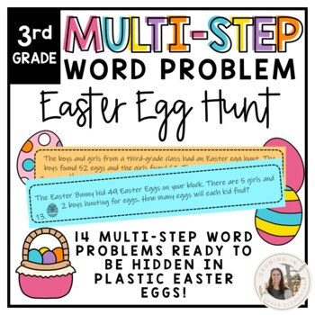 Preview of 3th Grade Two Step Word Problem Easter Egg Hunt Activity for Spring