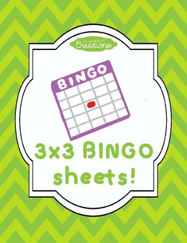 Preview of 3x3 BINGO sheets FREEBIE