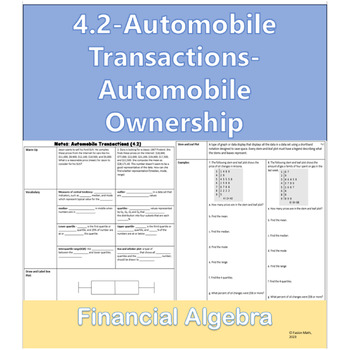 Preview of 4.2 Automobile Transactions, Automobile Ownership, box and whisker plot