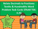 4.2G Relate Decimals to Fractions Tenths and Hundredths Word Problem Task Cards