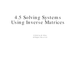 4-5 Solving Systems Using Inverse Matrices