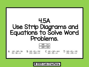Multi-Step Problem Solving with Strip Diagrams Task Cards TEKS 4.5A