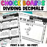 4-5th Grade- Decimal Division Math Menus - Choice Boards