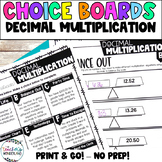 4-5th Grade- Decimal Multiplication Math Menus - Choice Boards