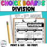 4-5th Grade- Division Math Menus - Choice Boards and Activities