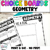 4-5th Grade- Geometry Math Menus - Choice Boards