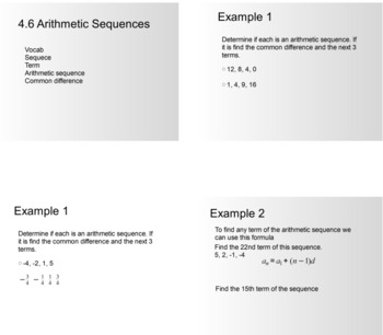 Preview of 4.6 Arithmetic Sequences Notes