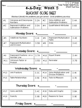 4 A Day STAAR Test Prep-Week 5 -3rd Grade Texas Tornado Spiral Review ...