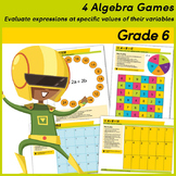 4 Algebra Games Evaluate Expressions of specific values of