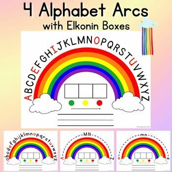 Preview of 4 Alphabet Arcs with Elkonin Boxes, Capital & Lowercase, and Anchor Letters