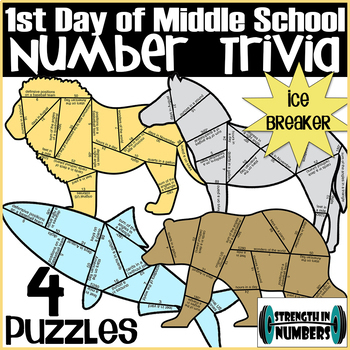 Preview of 4 Animal Puzzles - Number Trivia - First Day of School Ice Breaker