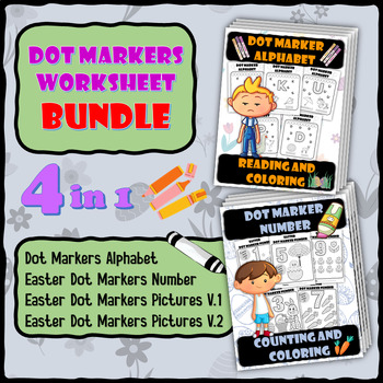 Preview of 4 Bundle of Easter Dot Markers books for Kids Coloring Activity Skill Workbook