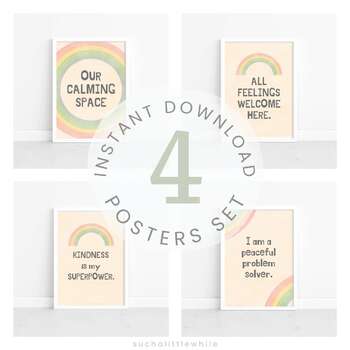 Preview of 4 Calm Down Corner Signs, School Counselor Posters, Classroom Cozy Corner Decor