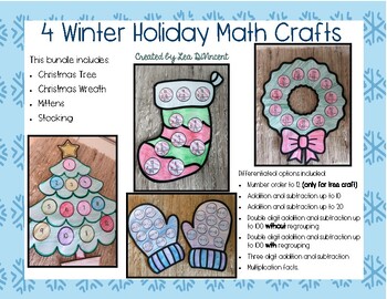 Preview of 4 Christmas Math Crafts - NO PREP - all are differentiated