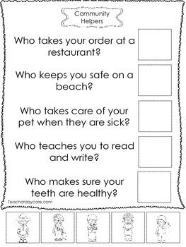 4 Community Helpers Answer The Question Worksheets Preschool