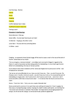 Preview of 4 - Cool Runnings Film Study notes for Teacher ENGLISH