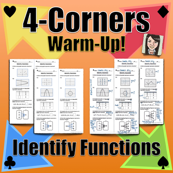 Preview of 4-Corners Activity: Identify Functions SPICE UP YOUR WARM-UPS!