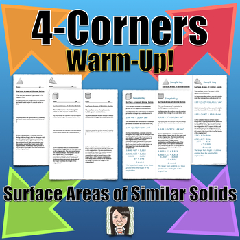 Preview of 4-Corners Activity: Surface Areas of Similar Solids SPICE UP YOUR WARM-UPS