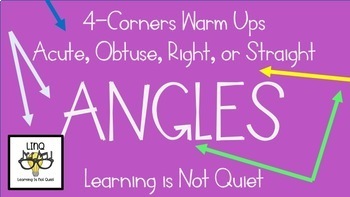 Preview of 4-Corners Angles (Acute, Obtuse, Straight, Right) Easy, No Prep!