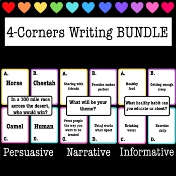 Preview of 4 Corners BUNDLE - Persuasive / Narrative / Informative - Writing Prompts