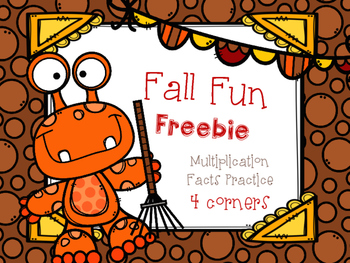 Preview of 4 Corners Fall Themed Multiplication Game  FREEBIE